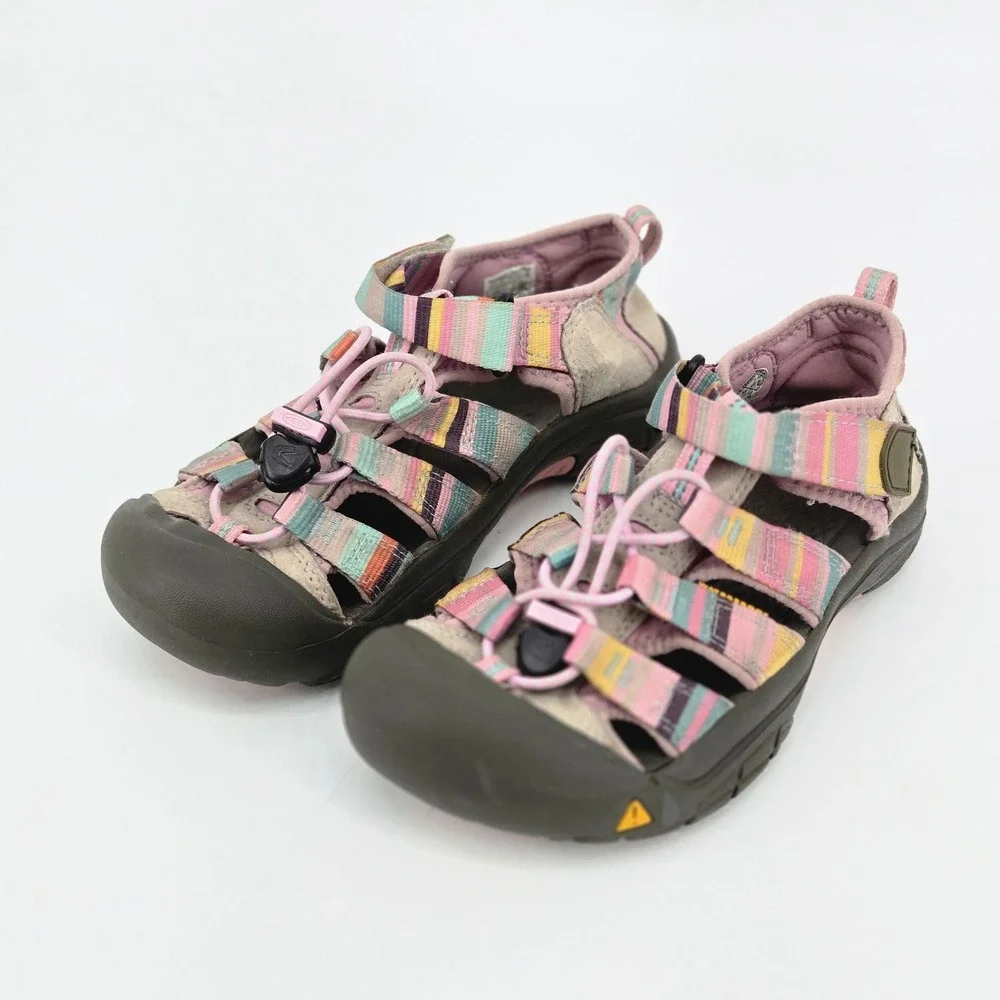 KEEN Newport H2 Girls Rainbow Stripe Bungee Hiking Waterproof Sandals Shoes US 3